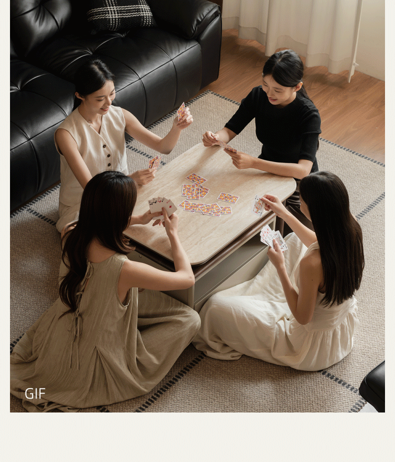 Black Walnut Solid Wood Italian Light Luxury Rock Plate Coffee Table