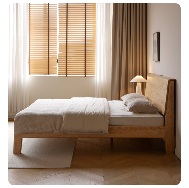 Oak Solid Wood Bed Nordic Modern