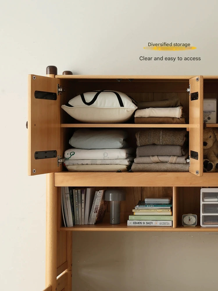 Oak solid wood Multi-function bed with storage