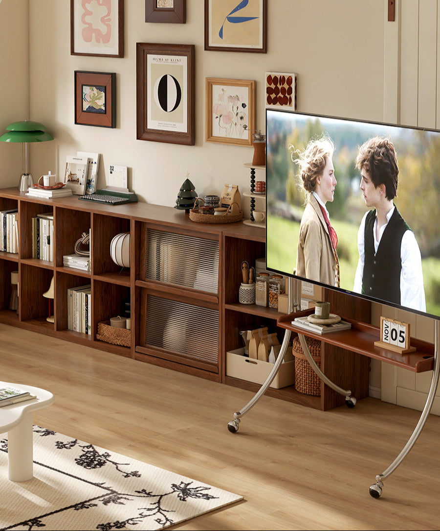 Black Walnut, Oak Solid Wood Combination Bookshelf, Floor Shelf