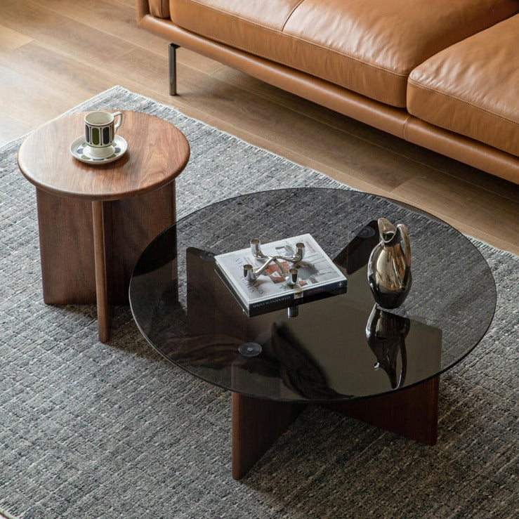 Black Walnut Combination Round Coffee Table