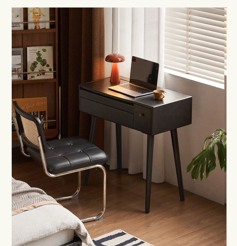 Solid RubberWood Black Vanity Table Mirror LED Touch