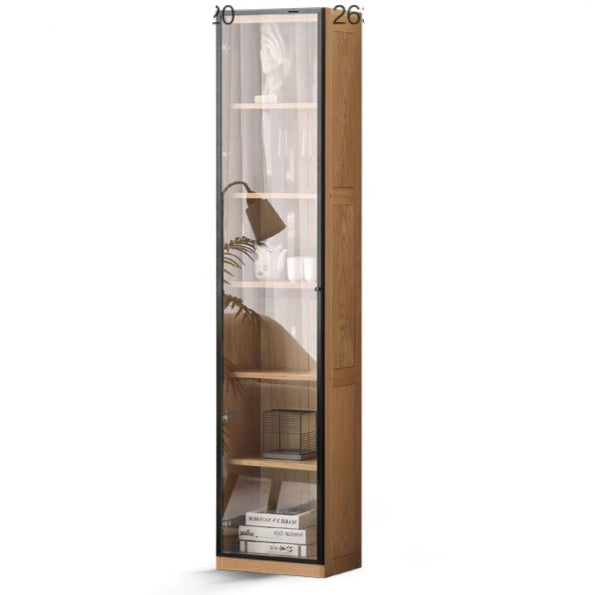 Oak, Solid Rubberwood Modern Bookcase Storage