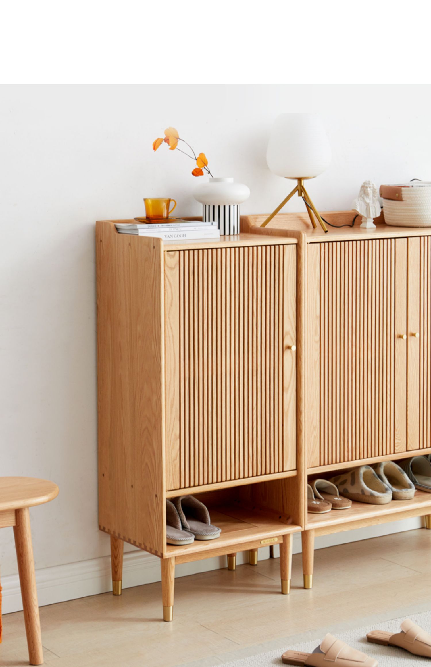 Oak Modern Nordic Shoe Cabinet