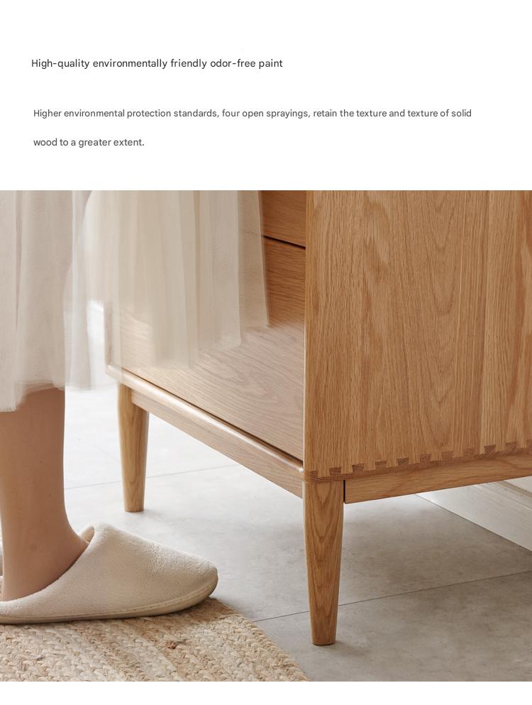 Oak Solid Wood Chest of Drawers Flip Glass Door