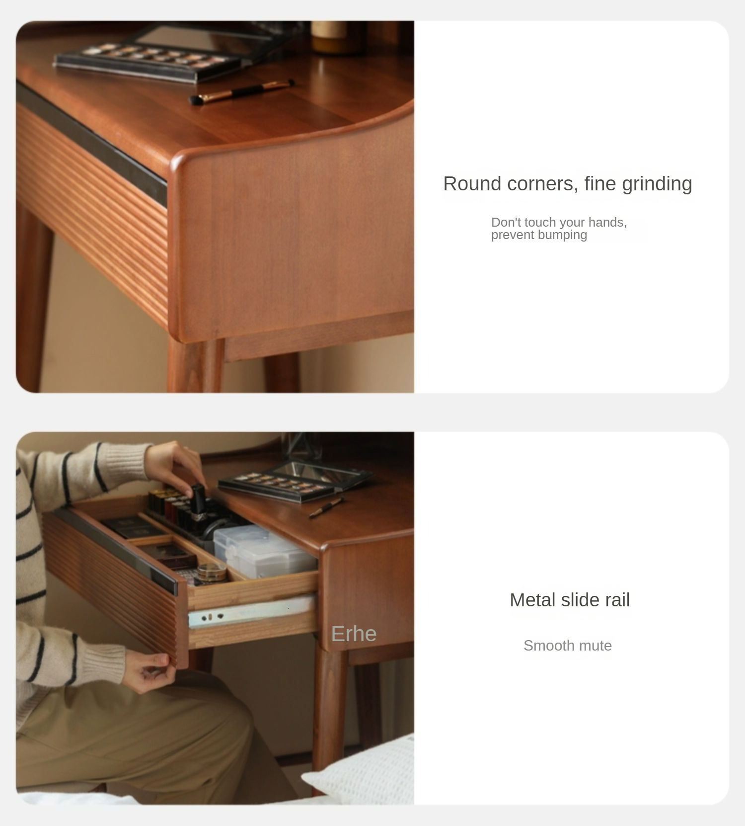 Poplar Solid Wood Retro Makeup Table.