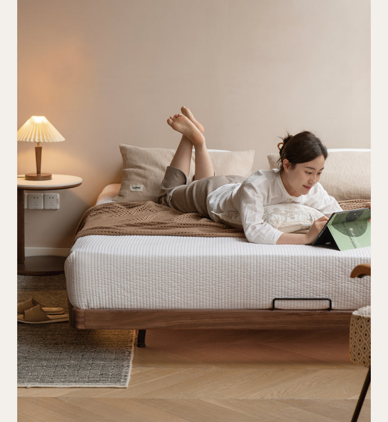 Black Walnut, Oak Solid Wood platform bed, headboard-free Suspended Bed