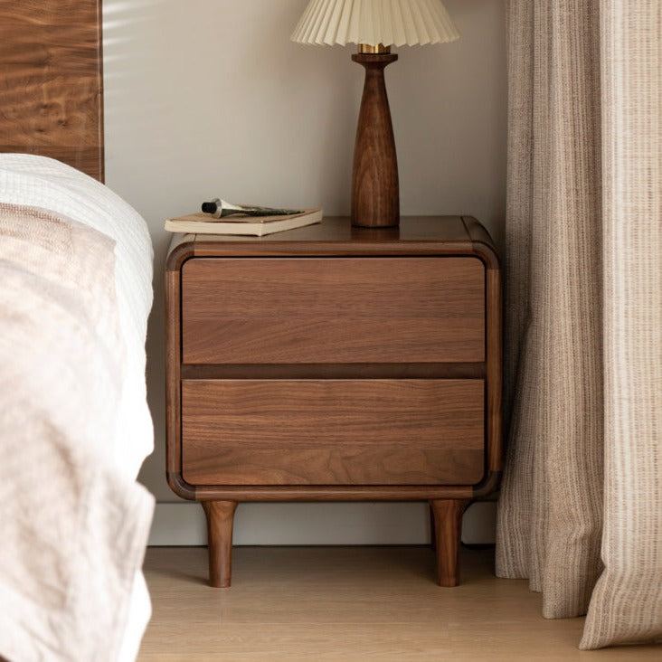Black Walnut, Caluswood Solid Wood Minimalist Nightstand