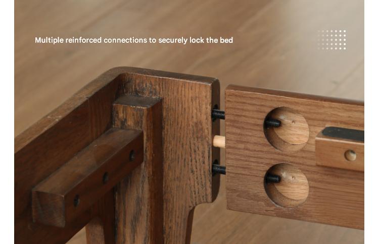 Oak, Rubberwood Solid Wood Genuine Leather, eco Leather Bed Modern