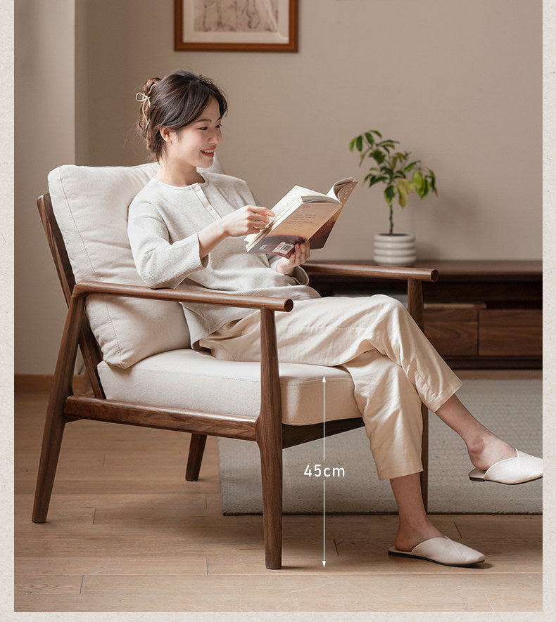 Ash Solid Wood genuine leather, fabric Sofa Chair