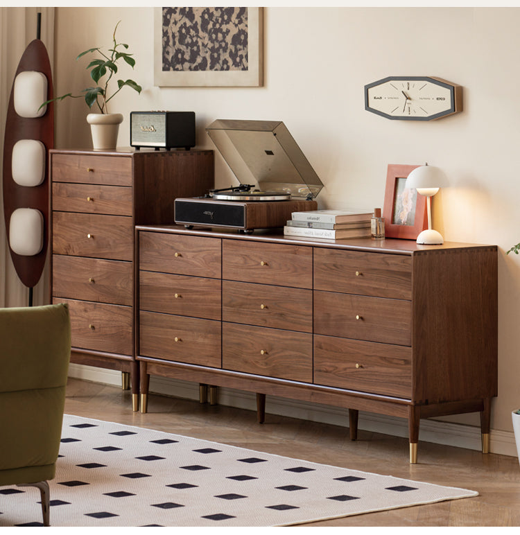 Black Walnut, Oak Solid Wood Drawer, Modern Porch Cabinet