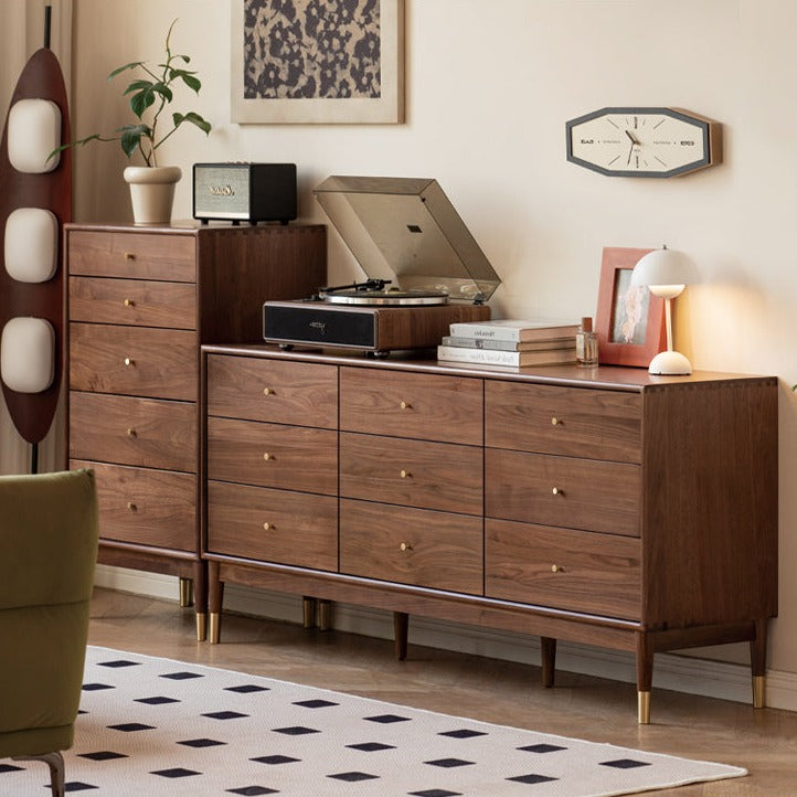 Black Walnut, Oak Solid Wood Drawer, Modern Porch Cabinet