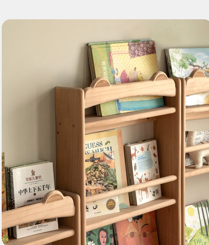 Beech Solid Wood Cute Bear Wall-Mounted Bookshelf Display Shelf