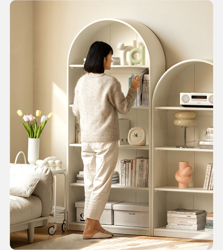Poplar Solid Wood Arch Side Cabinet Bookshelf