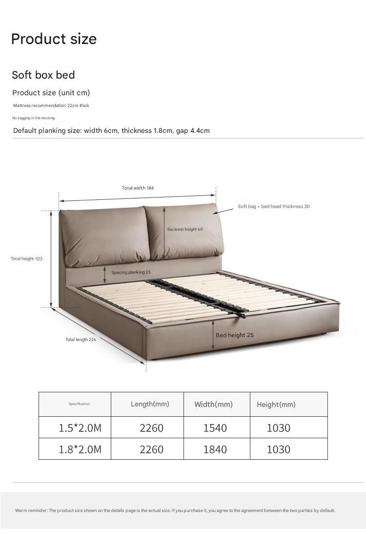Technological fabric Bed,Genuine Leather Bed