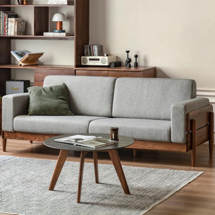 Black Walnut Solid Wood Fabric Sofa.