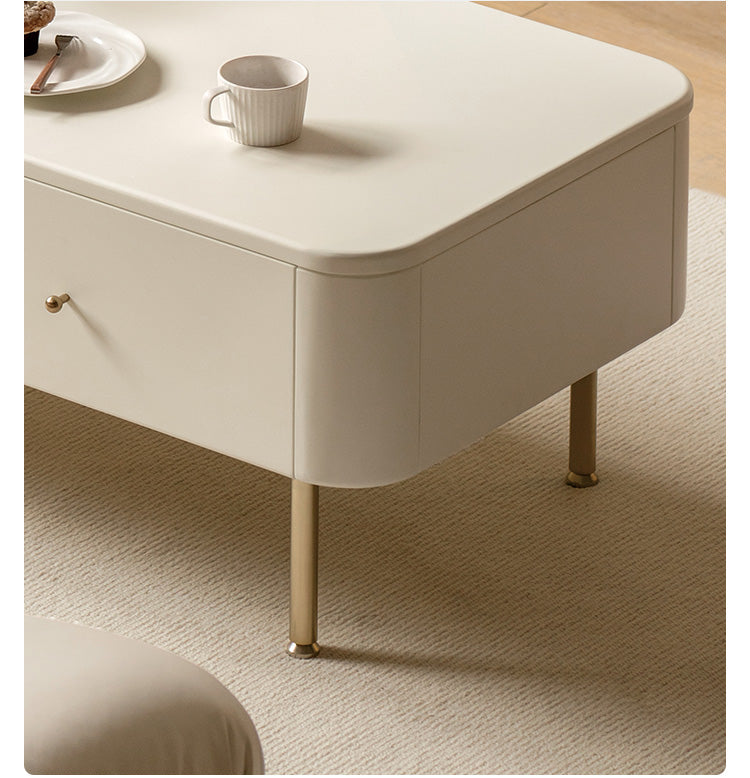 Poplar Solid Wood Modern White Storage Coffee Table