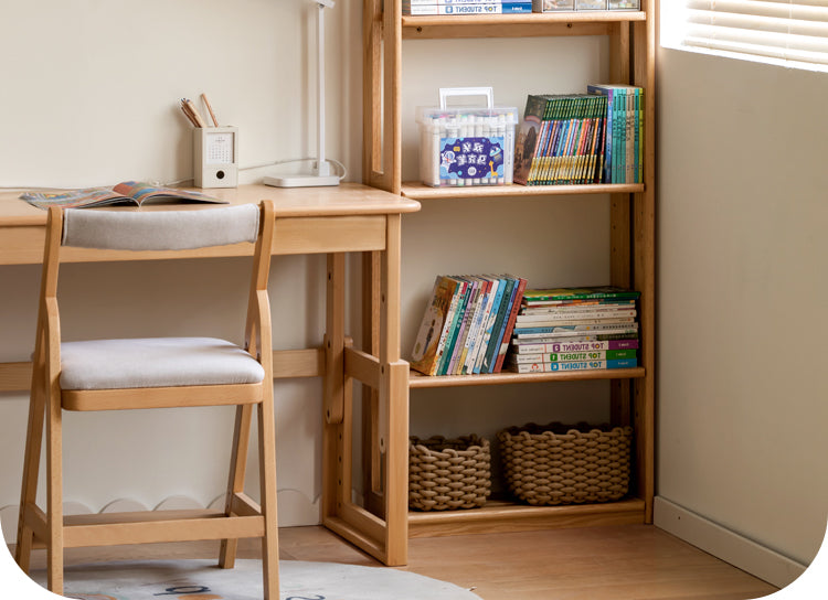 Oak, Beech Solid Wood Children's Toy Storage Bookshelf