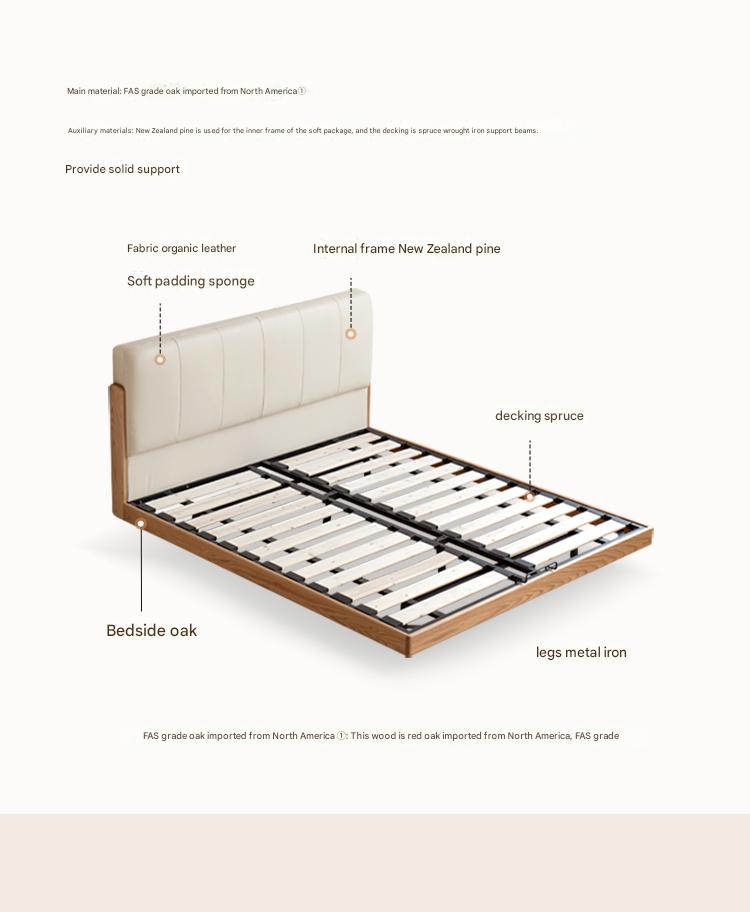 Oak Solid Wood Modern Simple Soft Leaning Bed