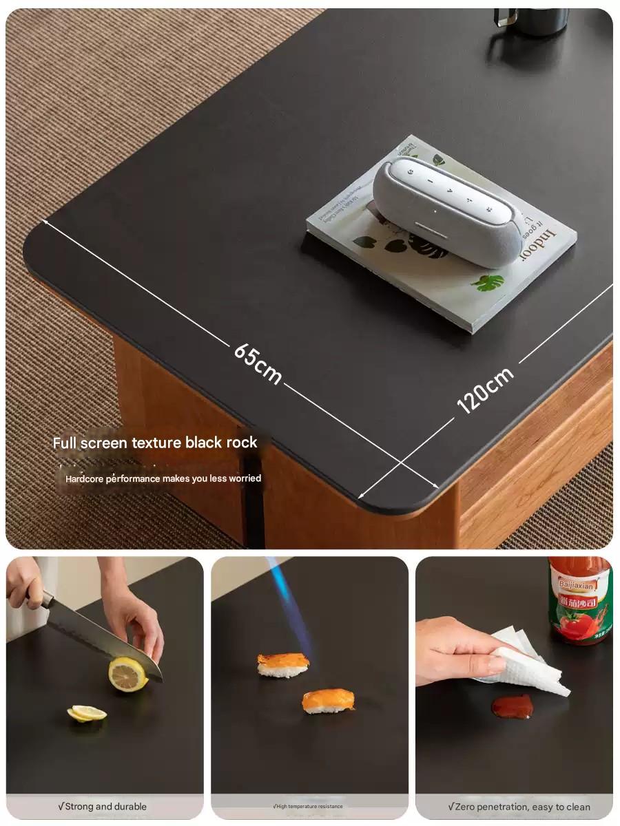 Cherry Solid Wood Modern Rock Plate Coffee Table.