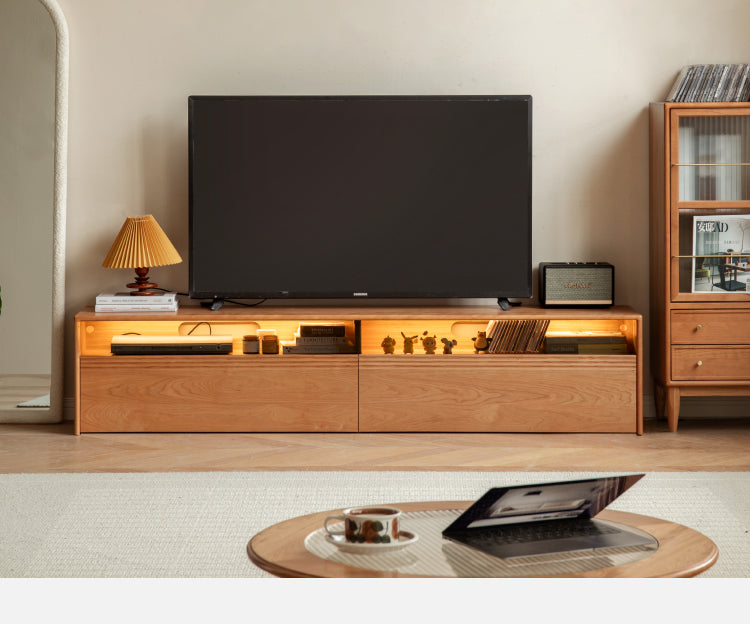 Cherry, Poplar Solid Wood Floor TV Cabinet.