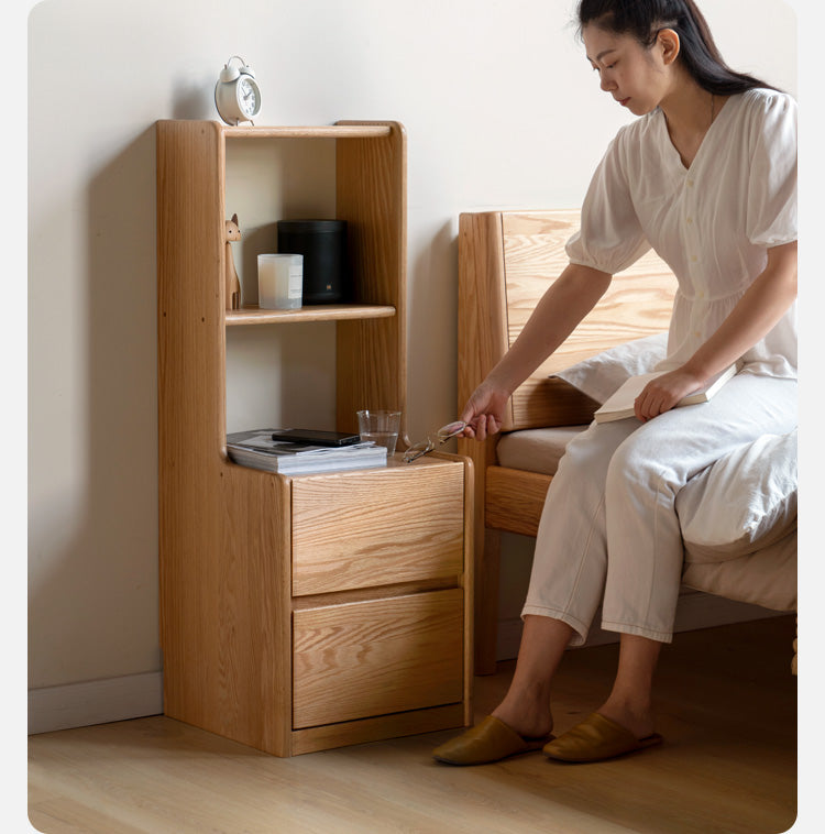 Oak Solid Wood Multifunctional High Section Nightstand)