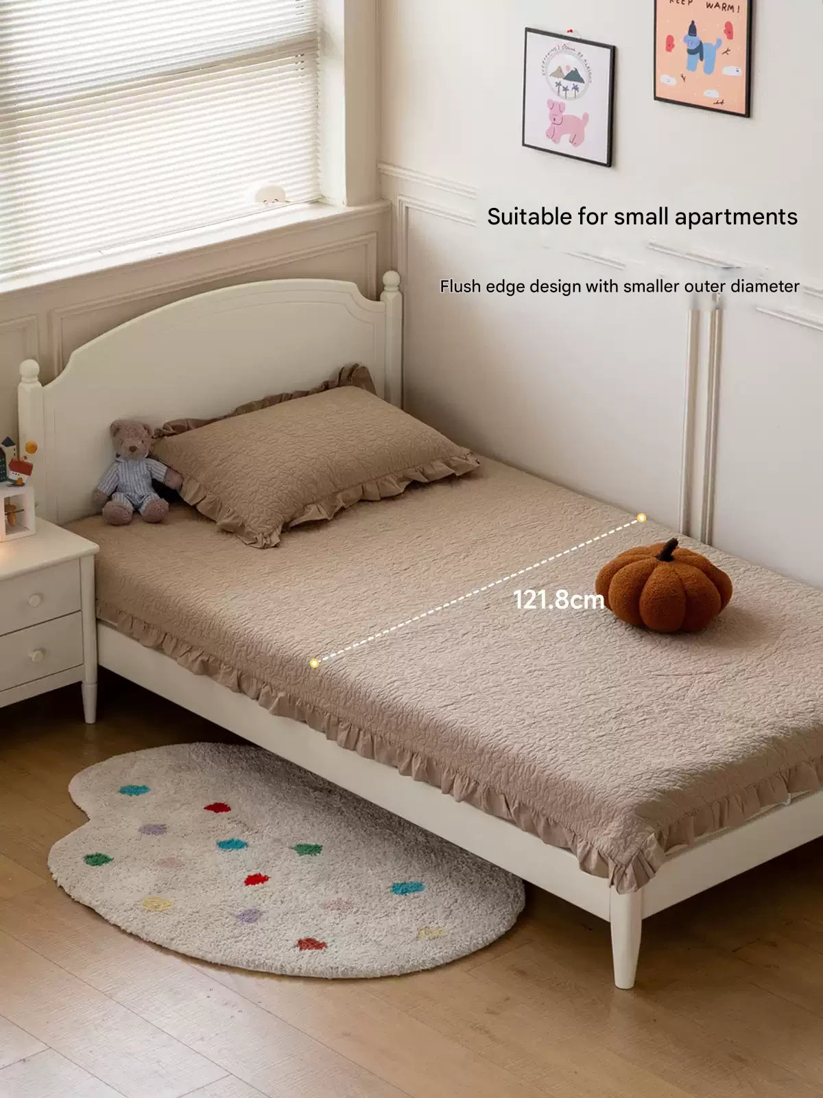 Rubber Wood Children's Bed American Cream Style.