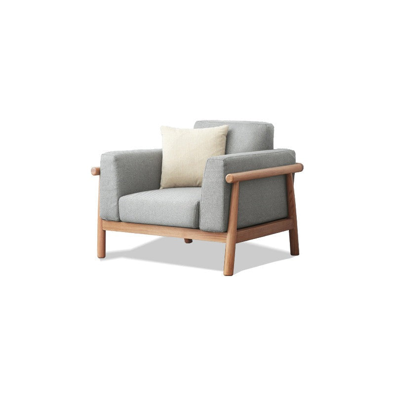 Oak solid wood fabric sofa"