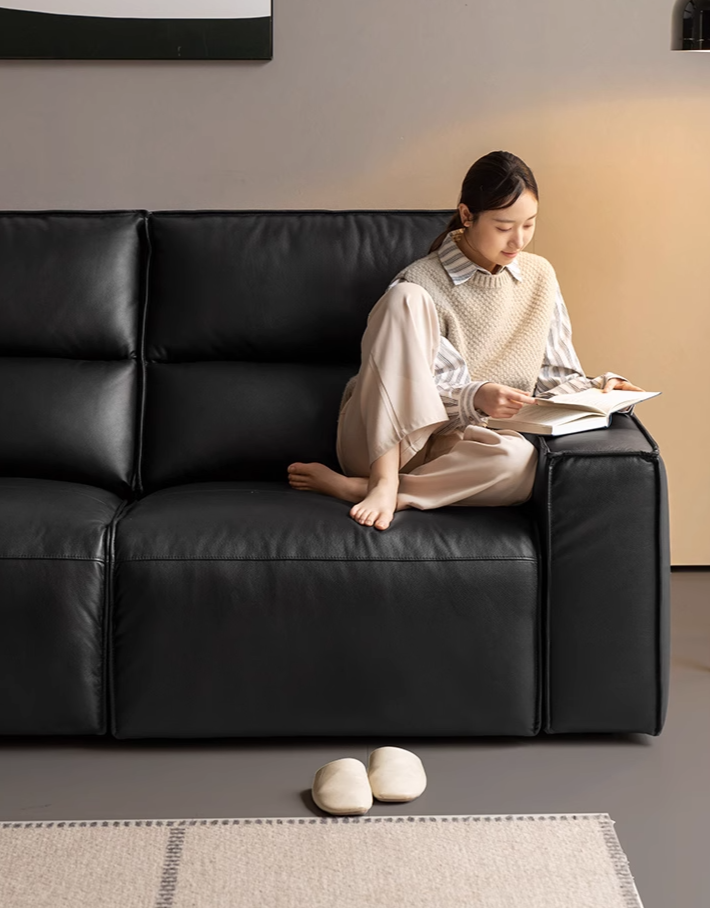 Cowhide Straight Leather Electric Sofa- 4 color