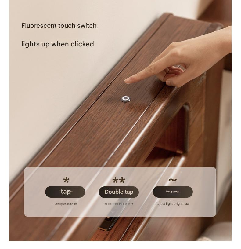 Oak Solid Wood Luminous Storage Box Bed