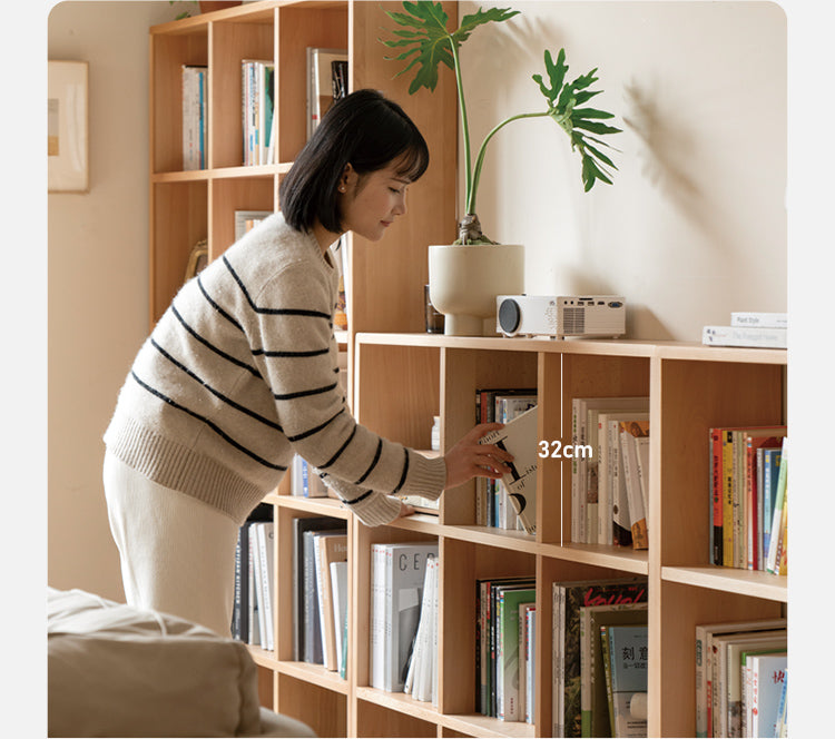Beech, Oak Solid Wood Bookshelf Bookcase Free Combination
