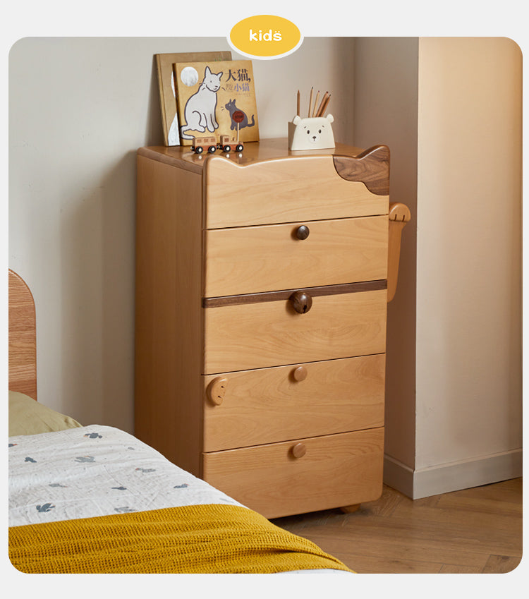 Beech Solid Wood  Kids Chest of Drawers -Type Toy Storage Cabinet