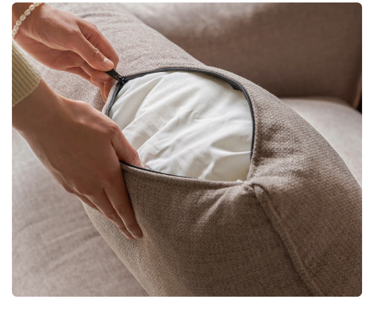 Oak Solid Wood Leather, Fabric Straight Sofa.