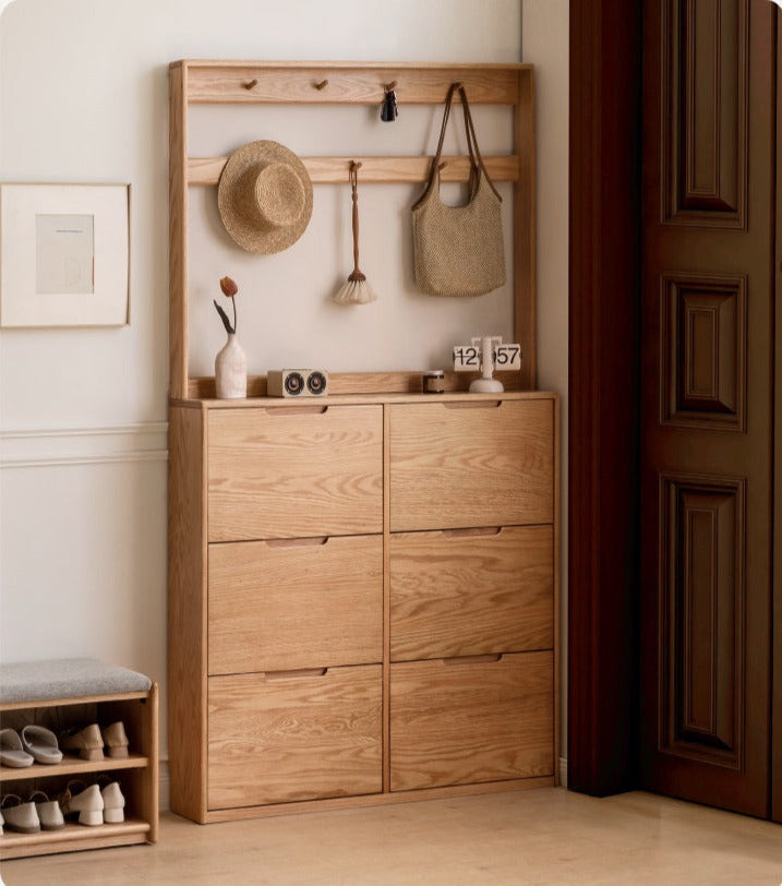 Oak, Poplar Solid Wood Ultra-Thin Shoe Cabinet