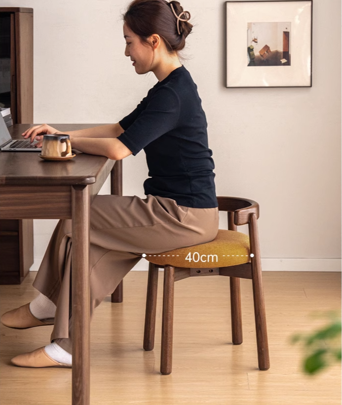 Black Walnut, Oak Solid Wood, Solid RubberWood Makeup Stool