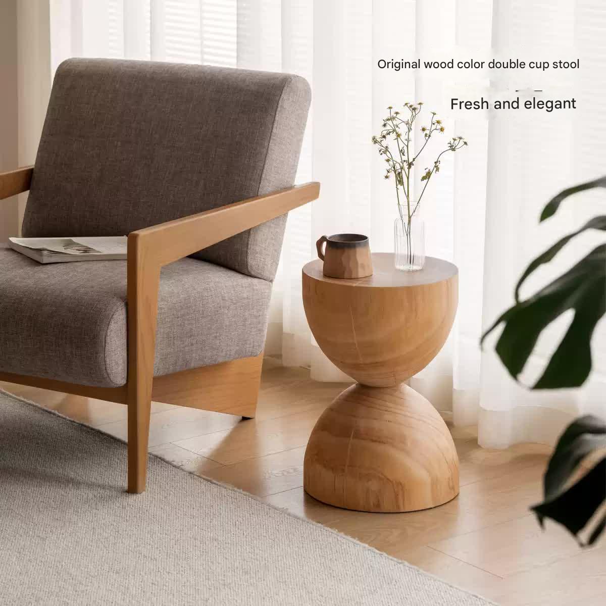 Pine Solid Wood Wabi Sabi Style Side Table