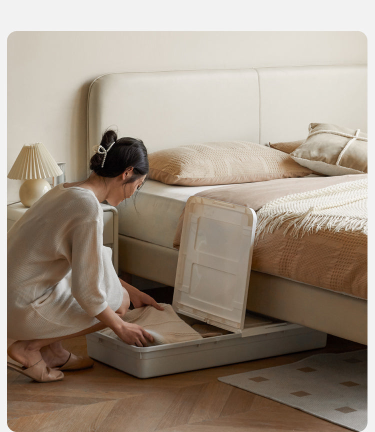 Fabric Cream Soft Minimalist Bed