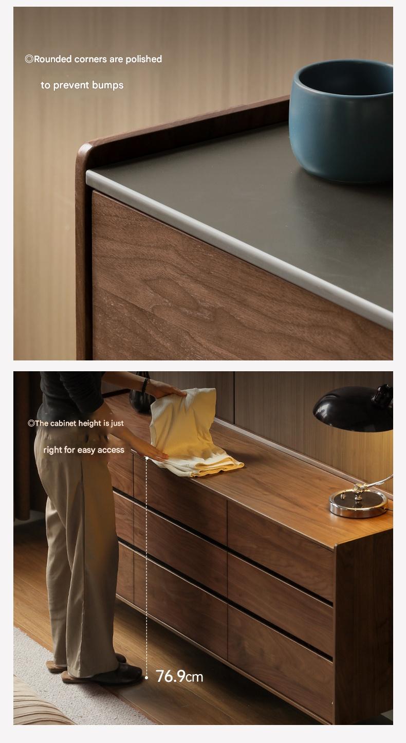Black Walnut Solid Wood Italian Light Luxury Drawer Cabinet