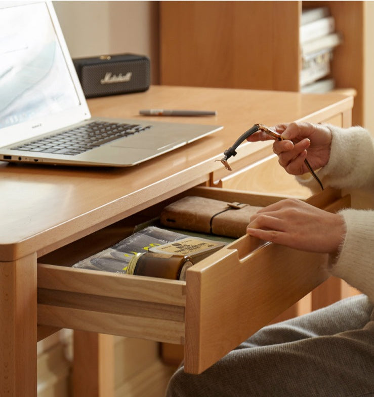 Beech Solid Wood Study Computer Office Desk