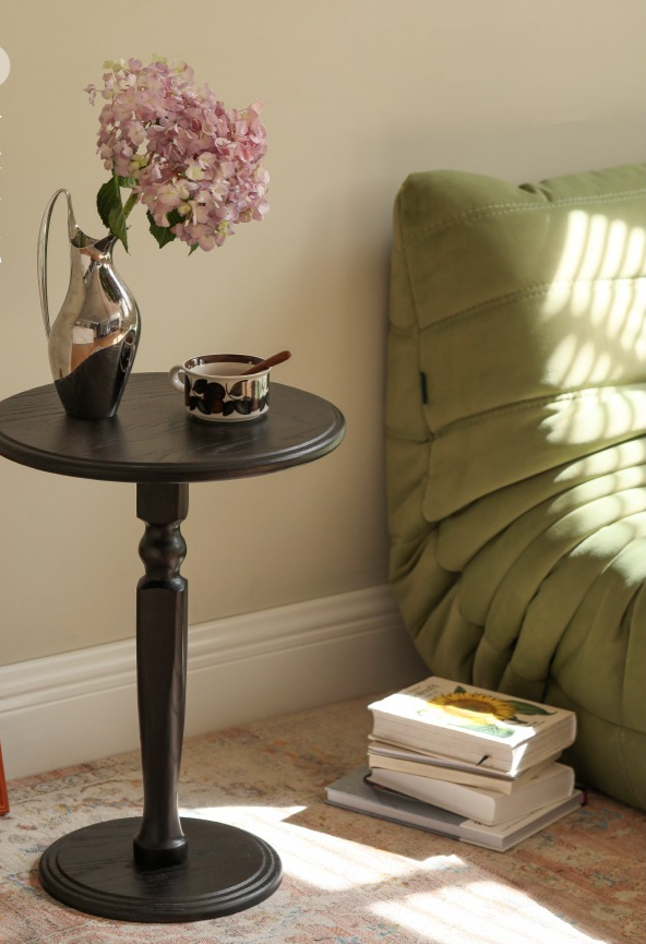 Oak Solid Wood Side Table Black Small Furniture