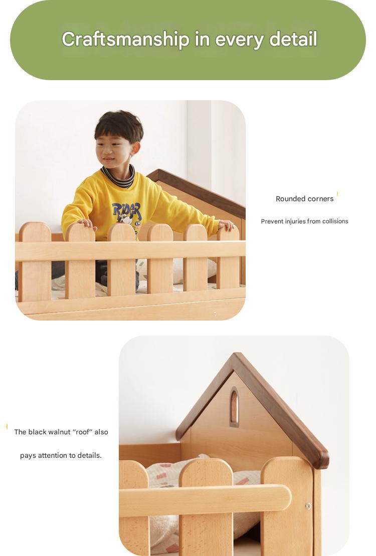 Beech solid wood Multi-functional high bed<