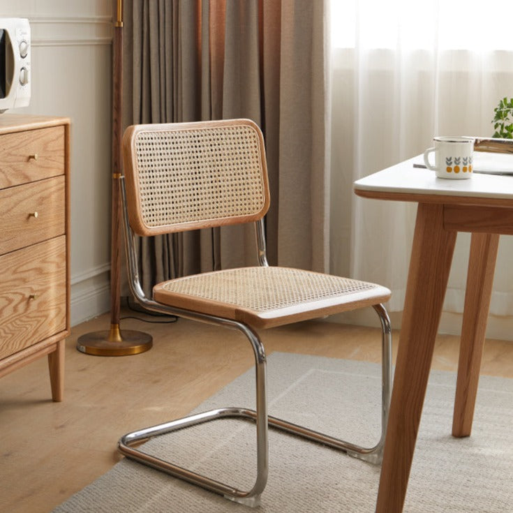 Oak Solid Wood Rattan Suspended Chair Set of 4pcs