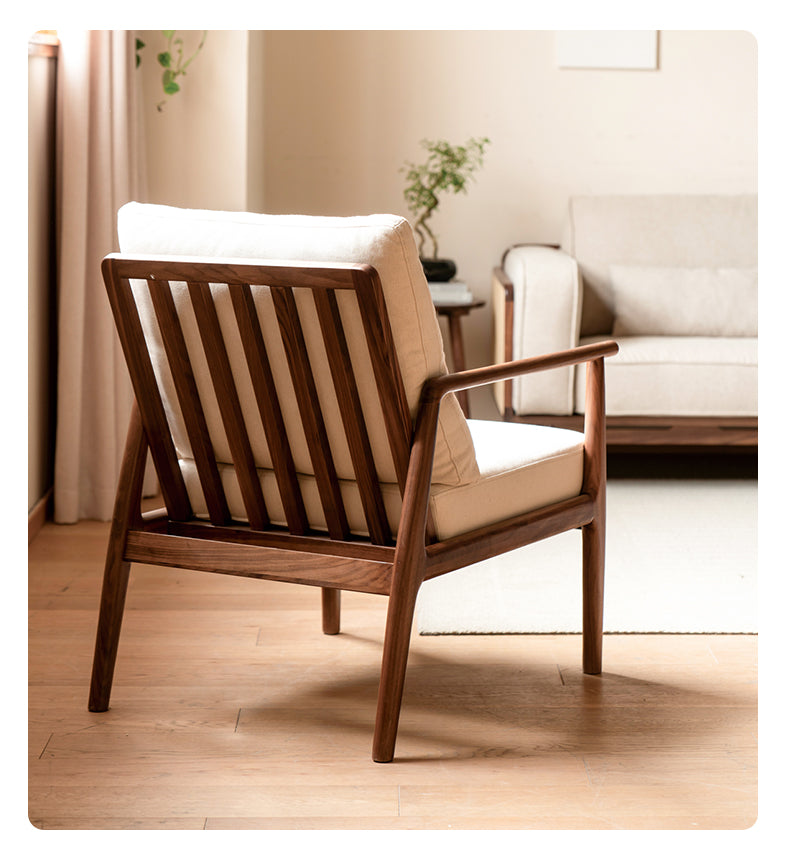 Black Walnut, Ash Solid Wood Backrest Leisure Sofa Chair.