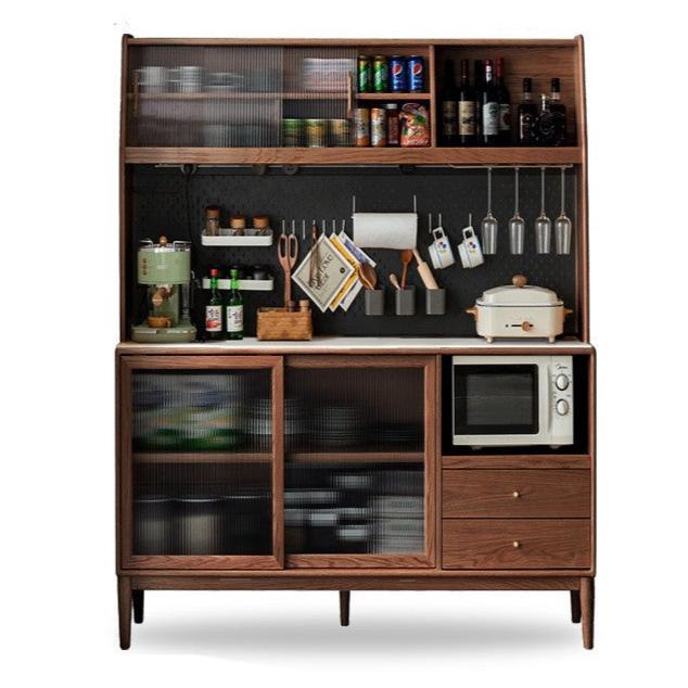 Ash Solid Wood Sideboard High Wine Cabinet Buffet