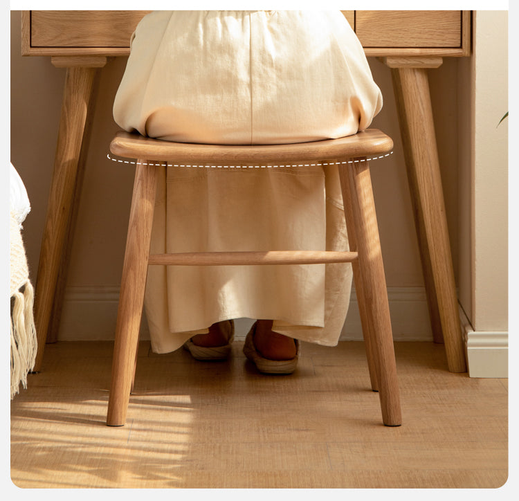 Black Walnut, Ash, Oak, Sandalwood Solid Wood Makeup Stool