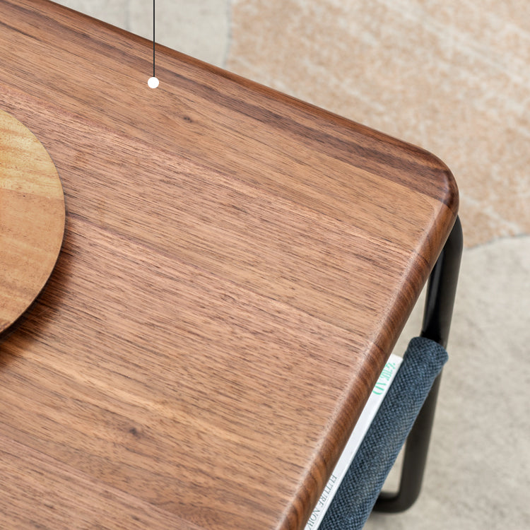 Black Walnut, Oak Solid Wood C-shaped Iron Side Table