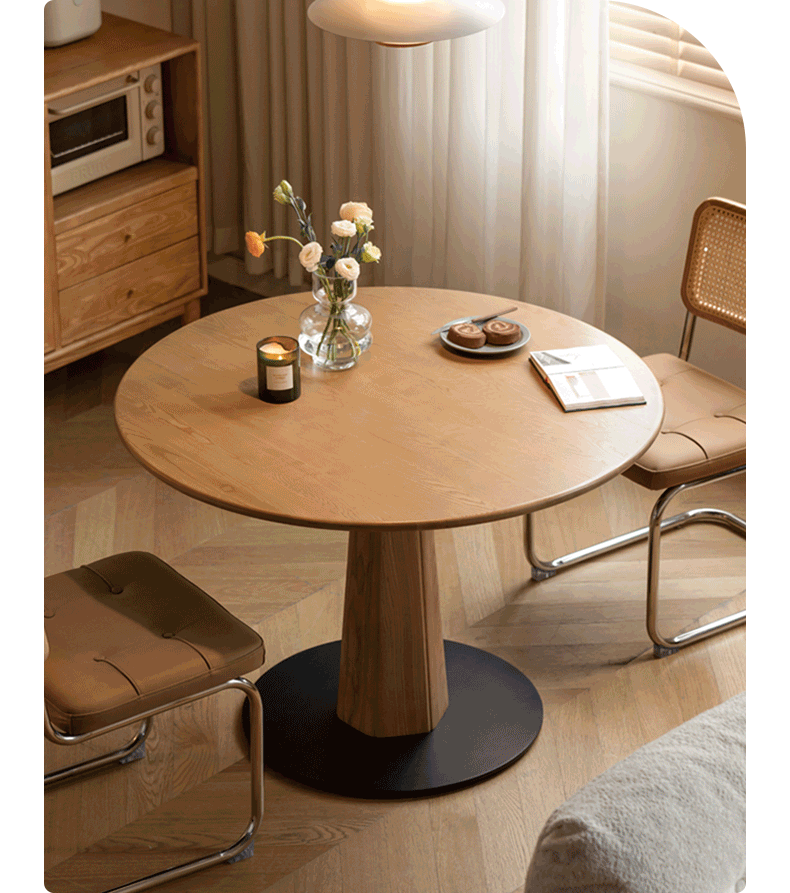 Ash Solid Wood Nordic Dining Round Table