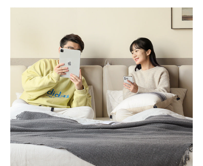 Oak, Poplar Solid Wood Piano Key Bed, Technology Cloth