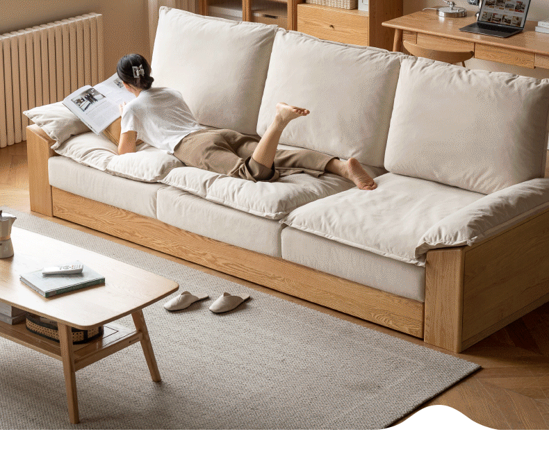 Oak Solid Wood Floor to Floor Tall Sofa.