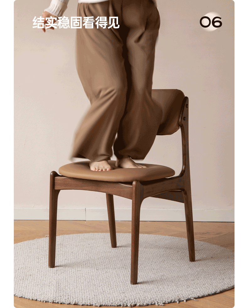 Black Walnut, Sandalwood Solid Wood Modern Dining Chair